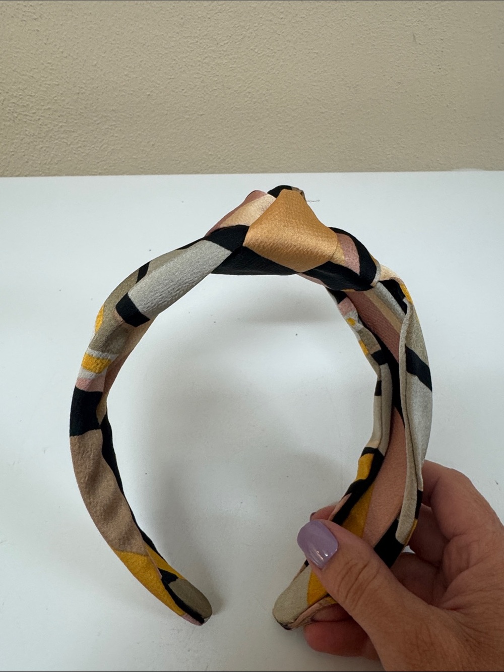 Anthropologie Knotted Headband in Pink, Tan & Yellow